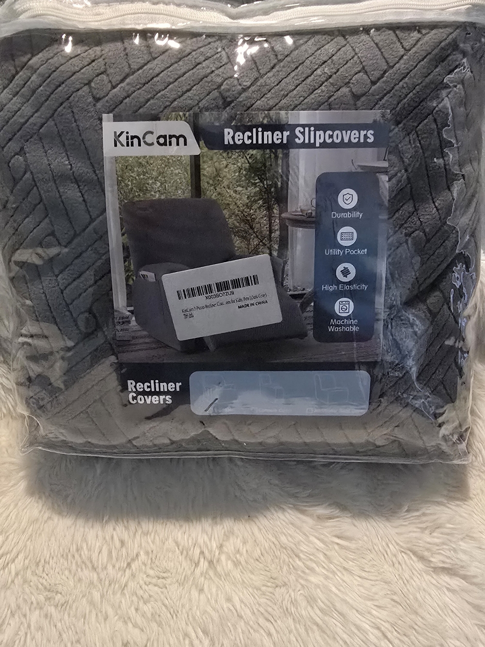 Gray Recliner Slipcover - Stretchy, Machine Washable